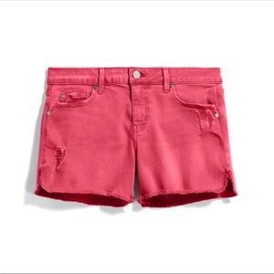 EUC Level 99 Adelynn Side Slit “Tulip Red” Denim Cutoff Shorts